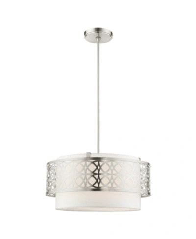 Livex Calinda 4 Lights Pendant Chandelier In Silver-tone