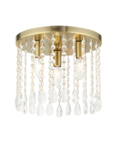 Livex Elizabeth 3 Lights Flush Mount In Brass