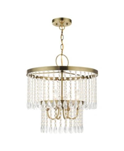 Livex Elizabeth 4 Lights Pendant Chandelier In Brass