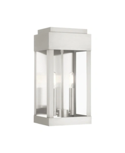 Livex York 2 Lights Outdoor Wall Lantern In Silver-tone