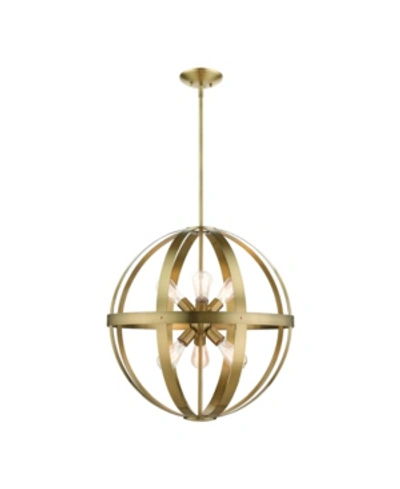 Livex Stoneridge 6 Lights Pendant Chandelier In Brass