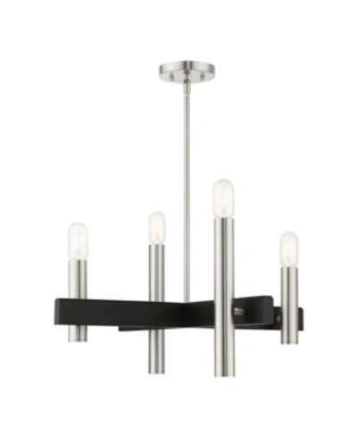Livex Helsinki 4 Lights Chandelier In Silver-tone