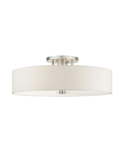 Livex Meridian 6 Lights Semi Flush Mount In Silver-tone