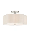 Livex Solstice 3 Lights Semi Flush In Silver-tone