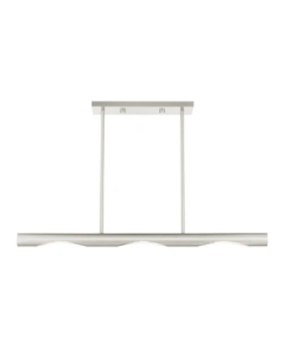 Livex Acra 3 Lights Linear Chandelier In Silver-tone