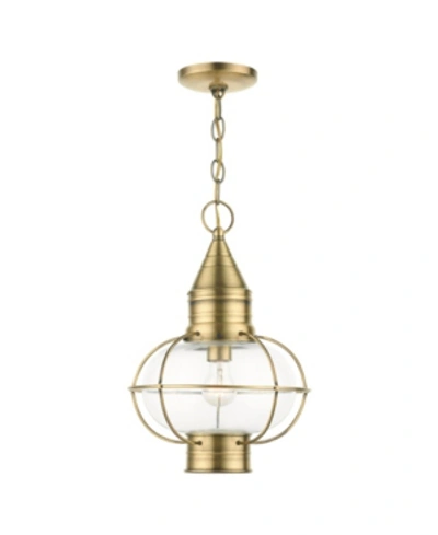 Livex Newburyport 1 Light Outdoor Pendant Lantern In Gold-tone