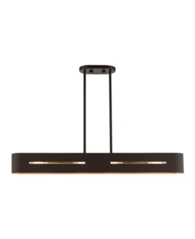 Livex Ravena 4 Lights Linear Chandelier In Dark Brown