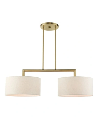 Livex Meridian 2 Lights Linear Chandelier In Gold-tone