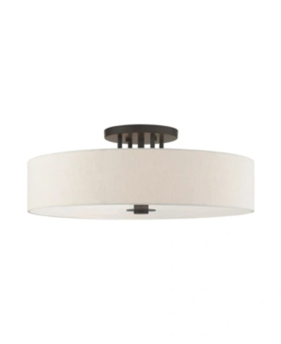 Livex Meridian 6 Lights Semi Flush Mount In Dark Brown