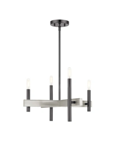 Livex Denmark 4 Lights Chandelier In Black Chrome