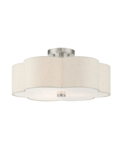 Livex Solstice 3 Lights Semi Flush In Silver-tone