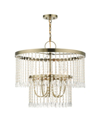 Livex Elizabeth 5 Lights Pendant Chandelier In Brass