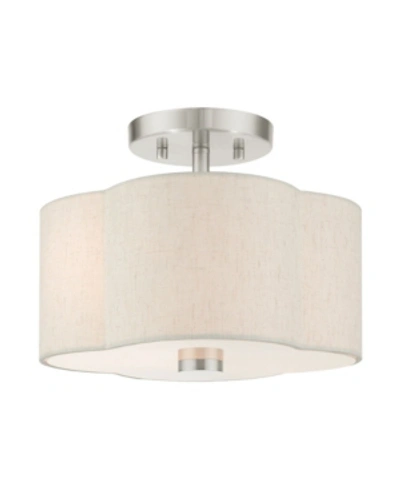 Livex Solstice 2 Lights Semi Flush In Silver-tone