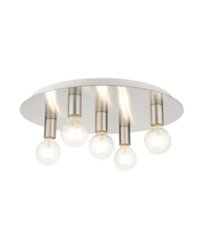 Livex Hillview 5 Lights Flush Mount In Silver-tone