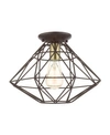 Livex Geometric 1 Light Flush Mount In Dark Brown