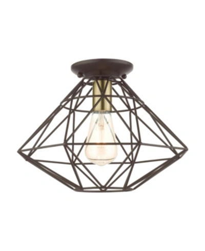 Livex Geometric 1 Light Flush Mount In Dark Brown