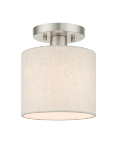 Livex Meadow 1 Light Semi Flush In Silver-tone