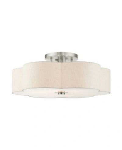 Livex Solstice 6 Lights Semi Flush In Silver-tone