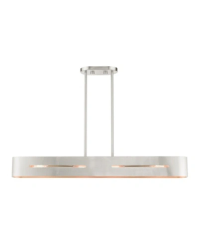 Livex Ravena 4 Lights Linear Chandelier In Silver-tone