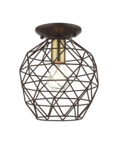 Livex Geometric 1 Light Flush Mount In Dark Brown