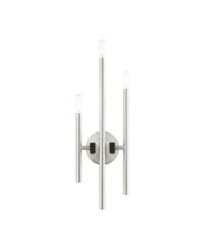 Livex Denmark 3 Lights Triple Sconce In Silver-tone