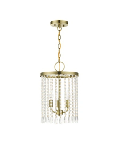 Livex Elizabeth 3 Lights Pendant Chandelier In Gold-tone