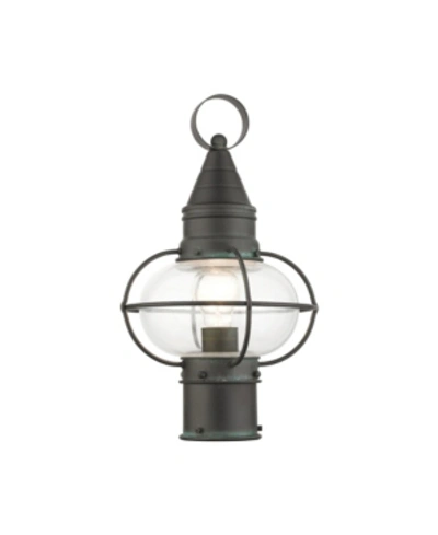 Livex Newburyport 1 Light Outdoor Post Top Lantern In Charcoal