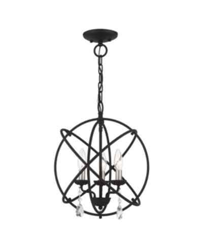 Livex Aria 3 Lights Convertible Chandelier Or Semi Flush In Black