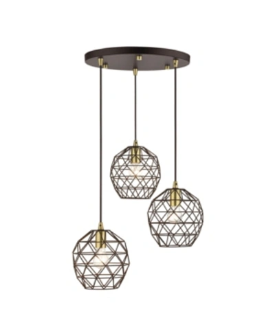 Livex Geometric 3 Lights Pendant In Dark Brown