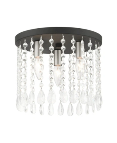 Livex Elizabeth 3 Lights Flush Mount In Black