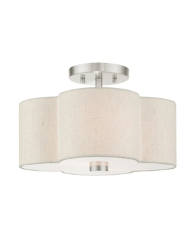 Livex Solstice 2 Lights Semi Flush In Silver-tone