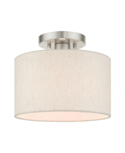Livex Meadow 1 Light Semi Flush In Silver-tone