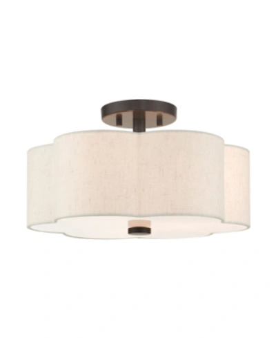 Livex Solstice 3 Lights Semi Flush In Bronze