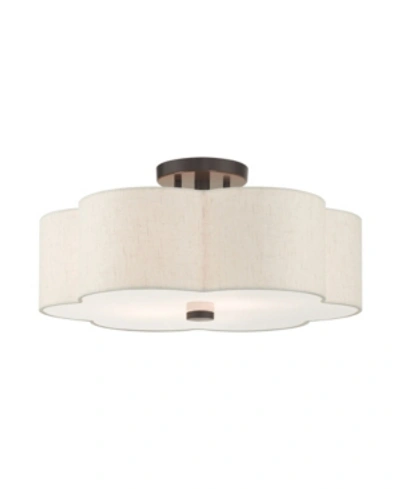 Livex Solstice 3 Lights Semi Flush In Bronze