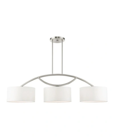 Livex Meridian 3 Lights Linear Chandelier In Silver-tone