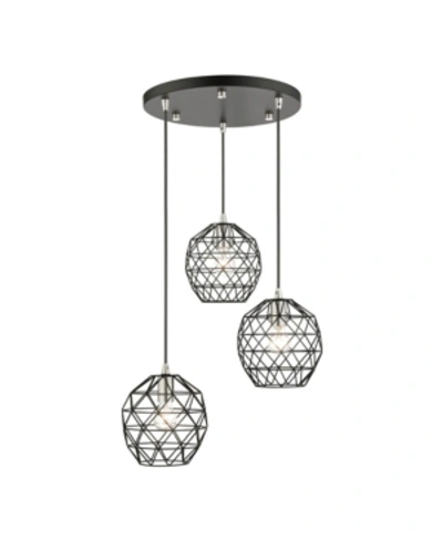 Livex Geometric 3 Lights Pendant In Black