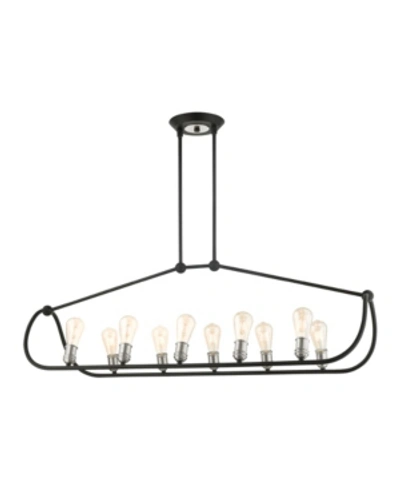 Livex Archer 10 Light Linear Chandelier In Black