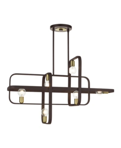 Livex Bergamo 6 Lights Linear Chandelier In Dark Brown