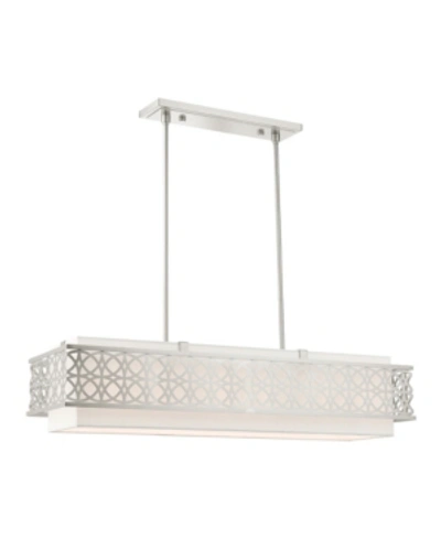 Livex Calinda 6 Lights Linear Chandelier In Silver-tone