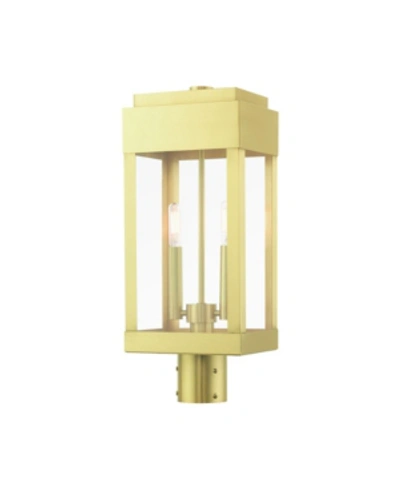 Livex York 2 Lights Outdoor Post Top Lantern In Gold-tone