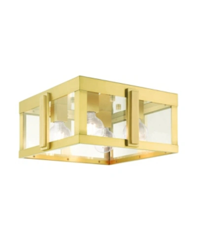 Livex Lexington 4 Lights Outdoor Flush Mount In Gold-tone