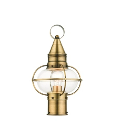 Livex Newburyport 1 Light Outdoor Post Top Lantern In Gold-tone