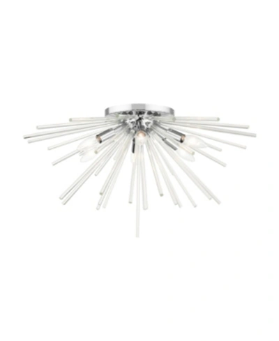 Livex Utopia 6 Lights Flush Mount In Silver-tone