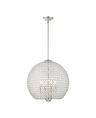 Livex Cassandra 4 Lights Pendant In Silver-tone