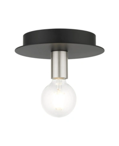 Livex Hillview 1 Light Flush Mount In Black
