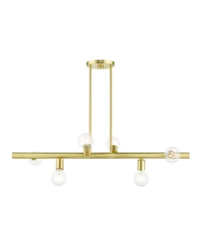 Livex Bannister 6 Lights Linear Chandelier In Gold-tone