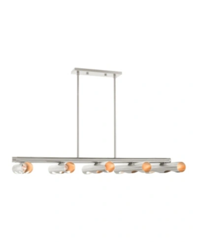 Livex Novato 10 Light Linear Chandelier In Silver-tone