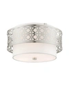 Shop Livex Calinda 3 Lights Semi Flush In Silver-tone