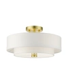 Livex Meridian 3 Lights Semi Flush In Gold-tone