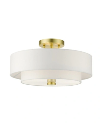 Livex Meridian 3 Lights Semi Flush In Gold-tone